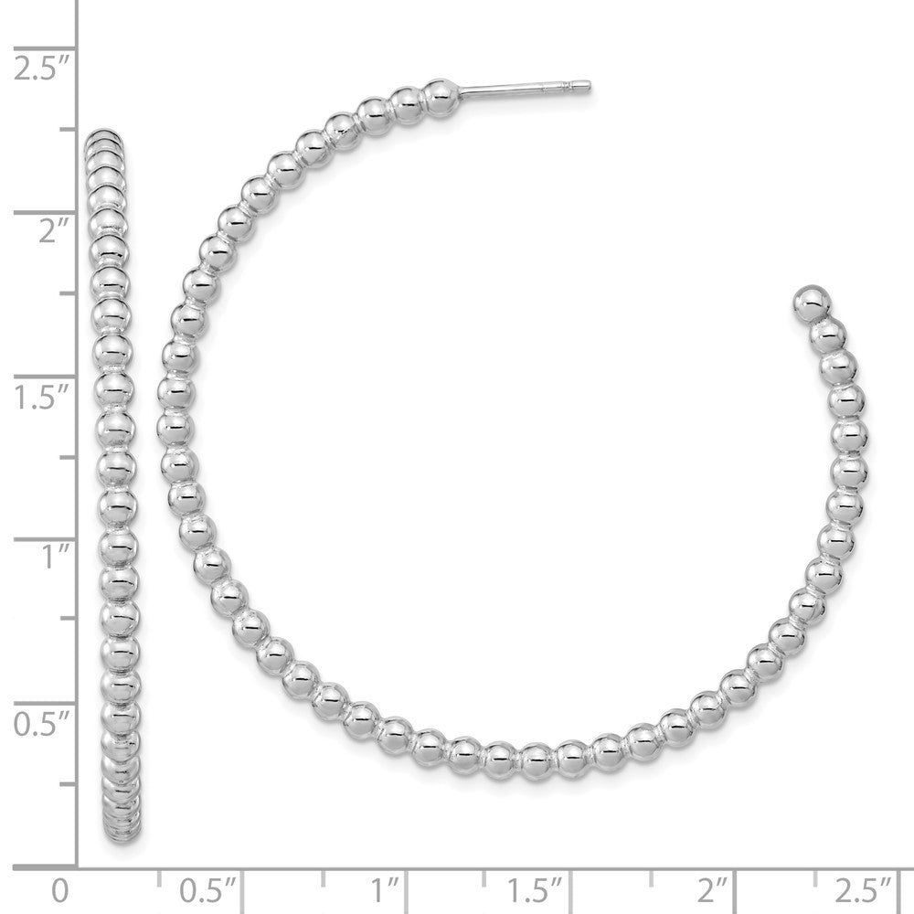 Sterling Silver Rhodium-plated Polished Beaded Hoop Earrings