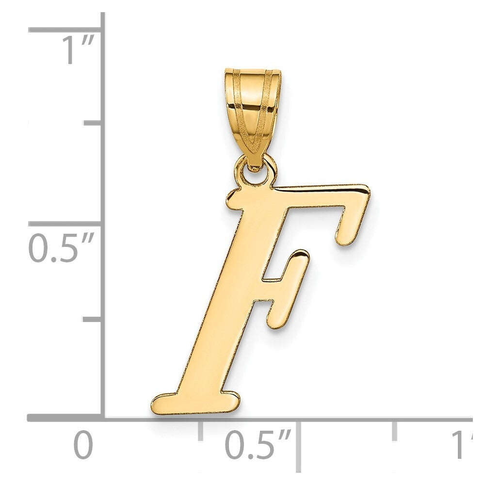 14k Yellow Gold Polished Letter F Initial Pendant for Women