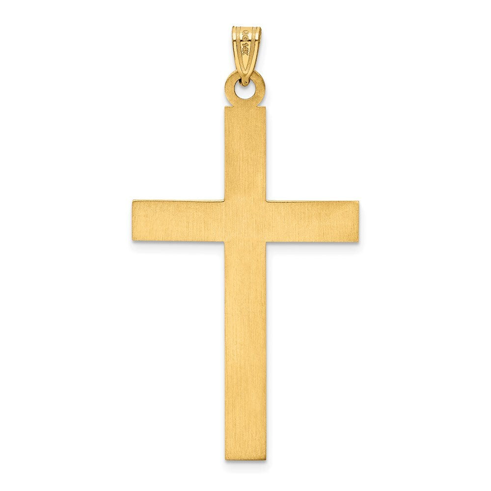 14k Yellow Gold Solid Laser Etched Cross Pendant for Women