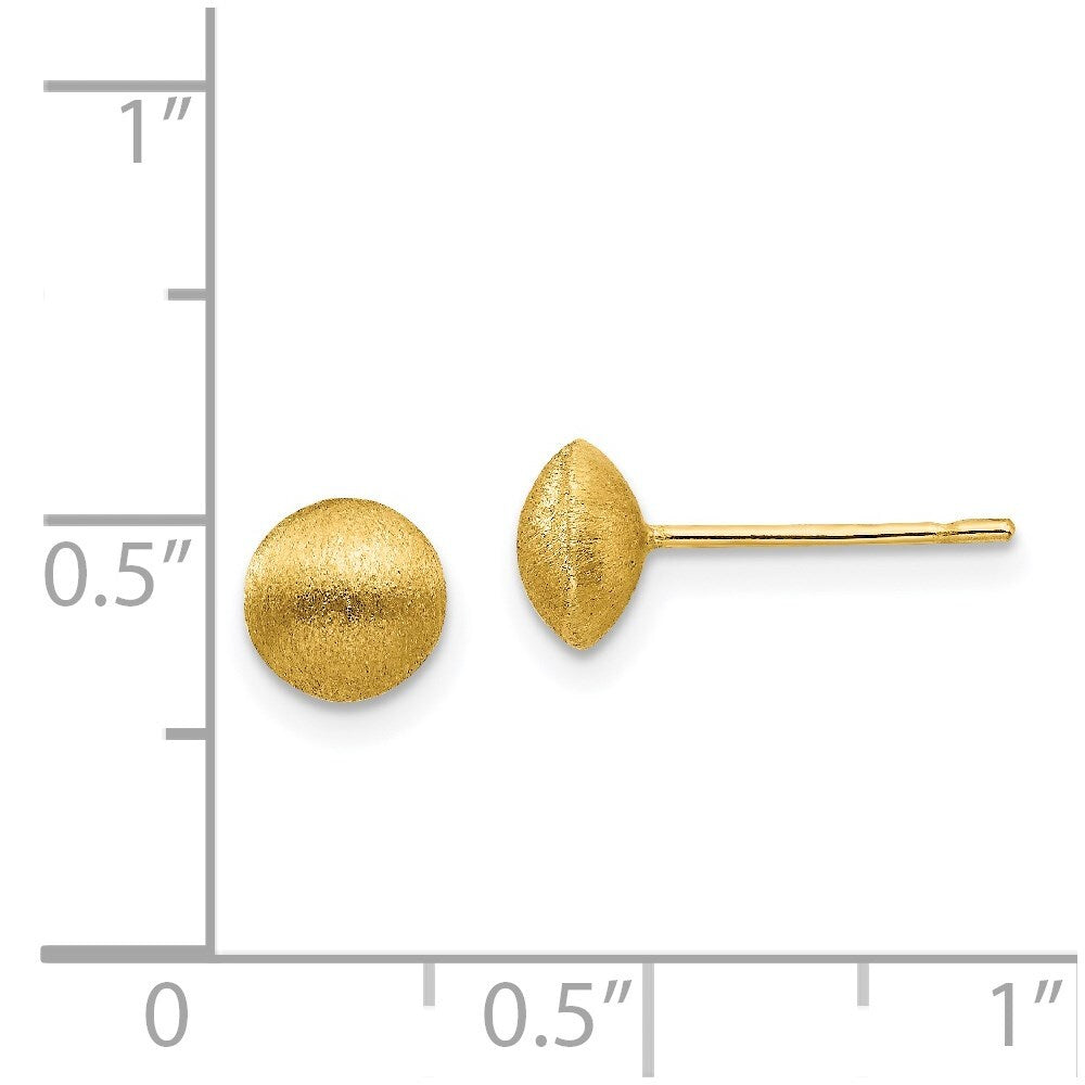 14k Yellow Gold 7mm Satin Button Stud Earrings Gift for Women