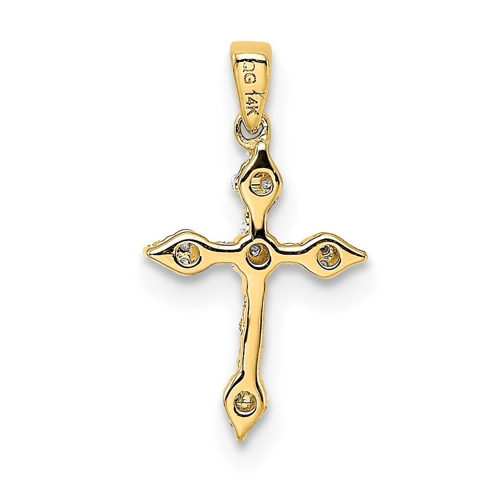 14k Yellow Gold 1/15ct. Diamond Cross Pendant
