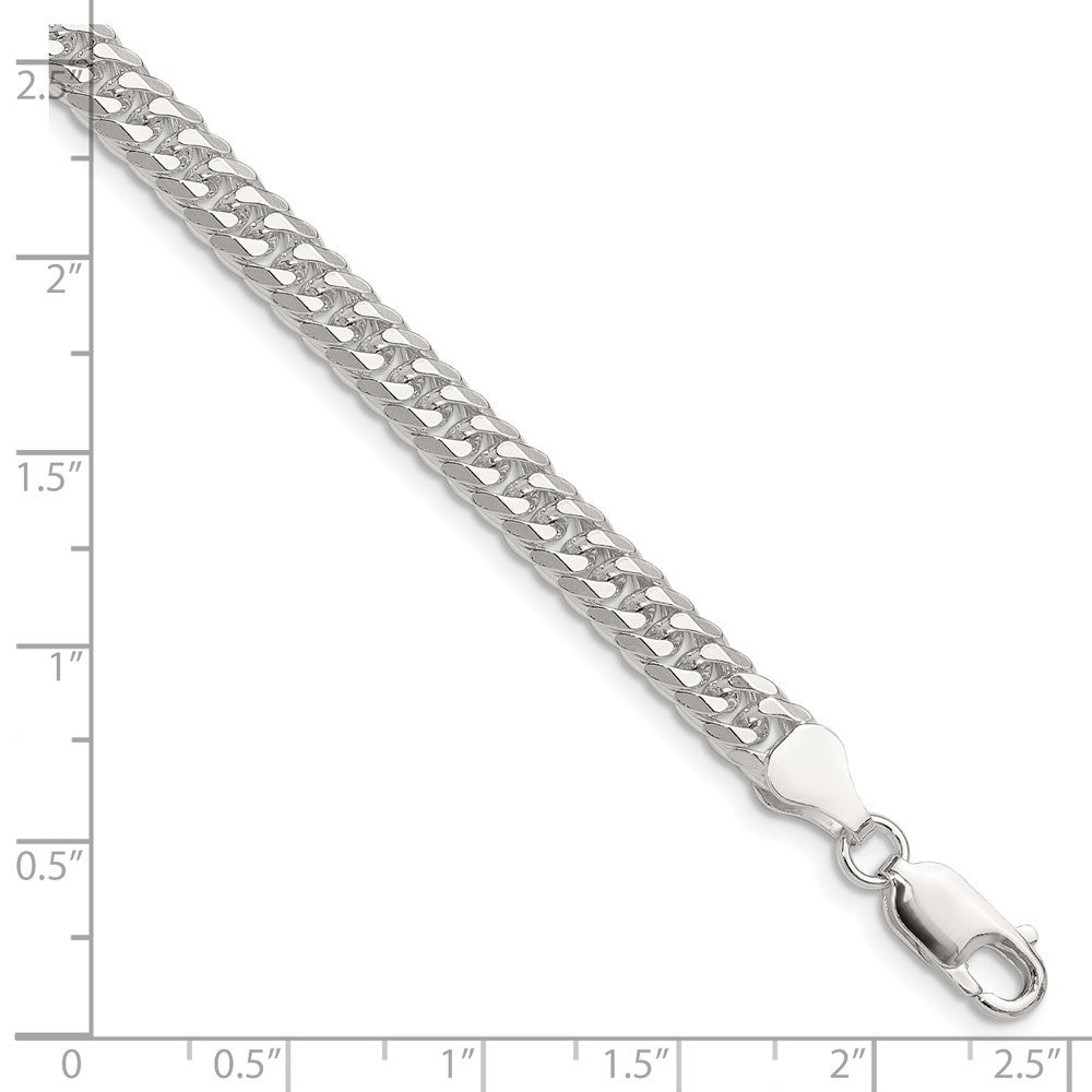 Sterling Silver Polished 5.7mm Double Diamond-cut Curb Chain Bracelet