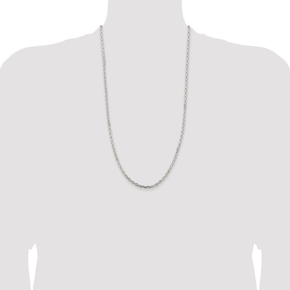 Sterling Silver Rhodium-plated 3.25mm Beveled Oval Cable Chain