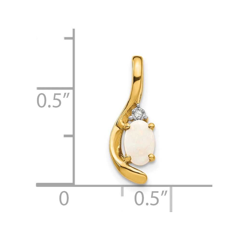 14k Yellow Gold Opal and Diamond Pendant