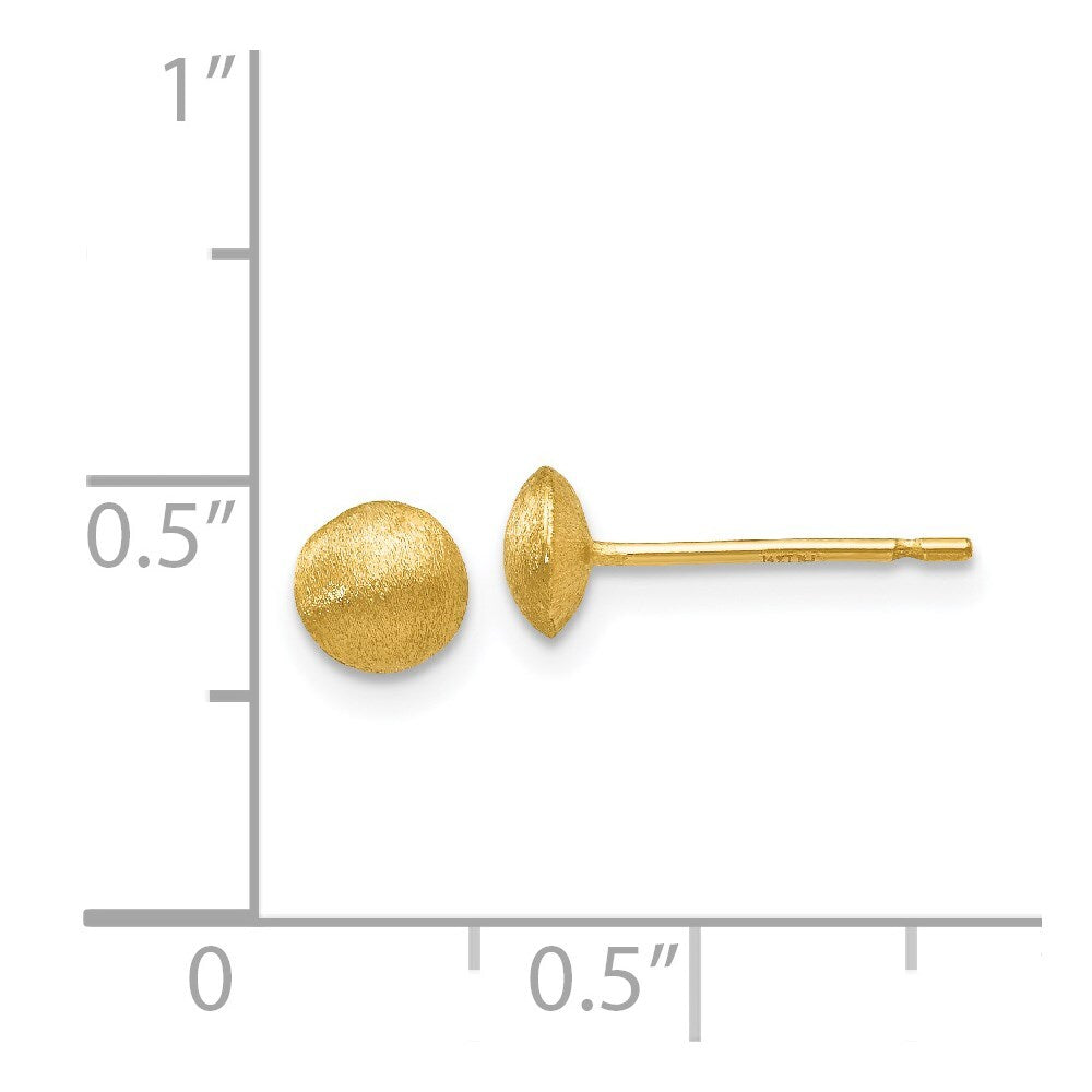 14k Yellow Gold 5mm Satin Puffed Button Stud Earrings Gift for Women