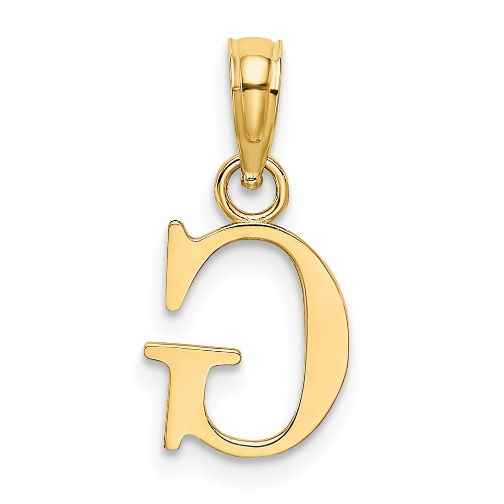 14k Yellow Gold Polished Block Letter G Initial Pendant for Women