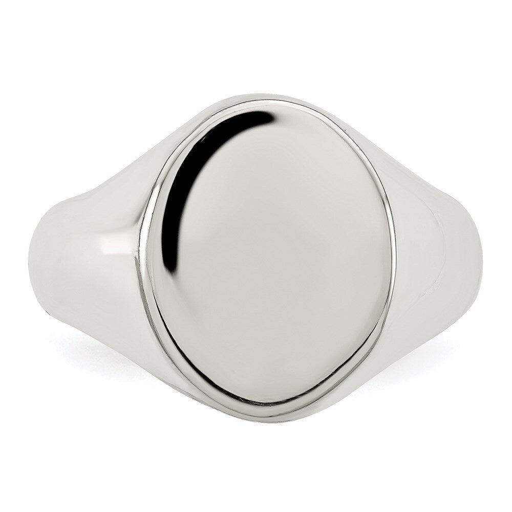 Sterling Silver 15x12mm Closed Back Signet Ring Size 9