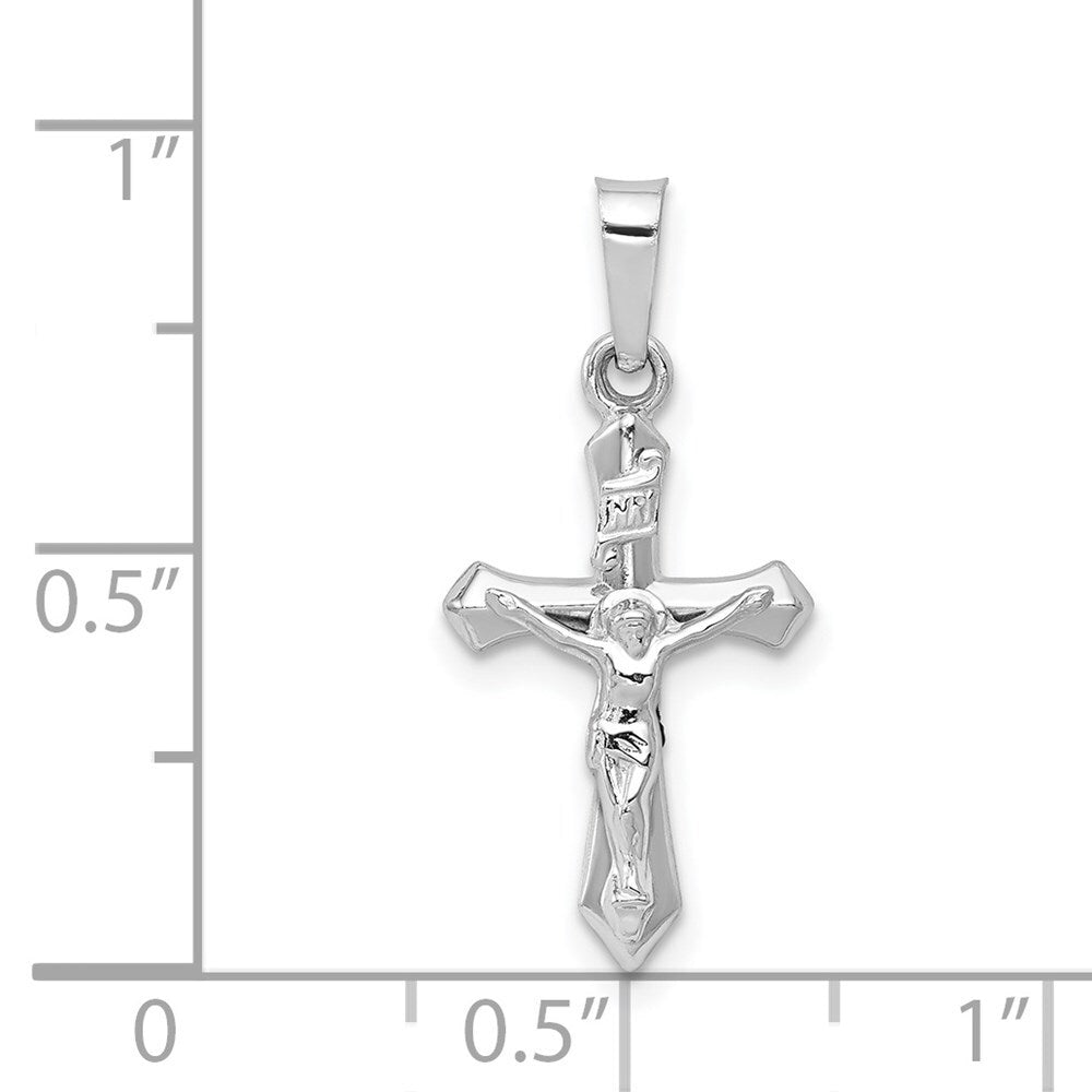 14k White Gold Polished INRI Crucifix Pendant for Women