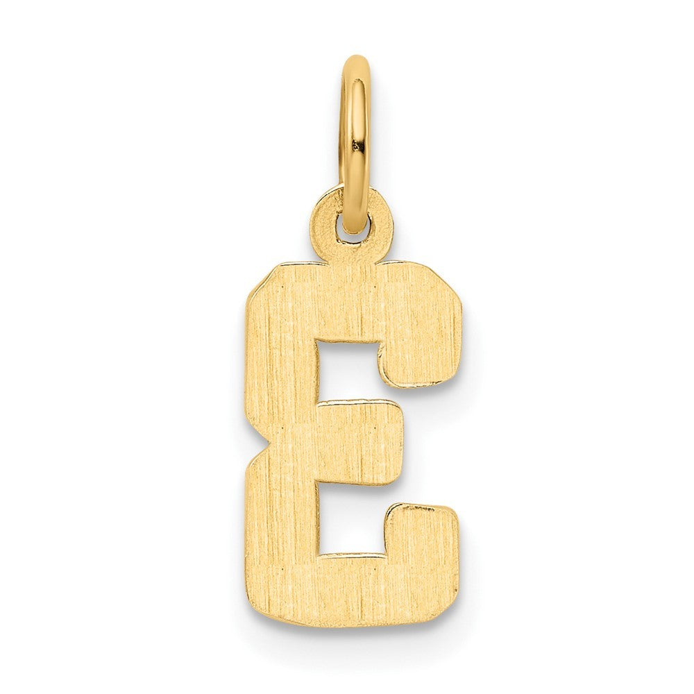 14k Yellow Gold Small Polished Number 3 Charm