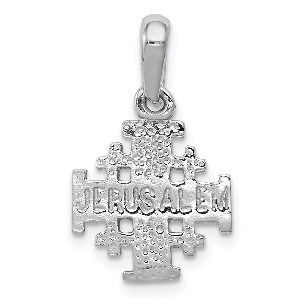 14k White Gold Jerusalem Cross Charm Pendant for Women
