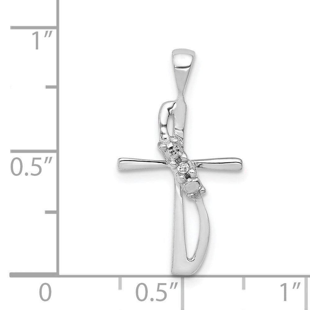 14k White Gold .01ct. Diamond Cross Pendant for Women