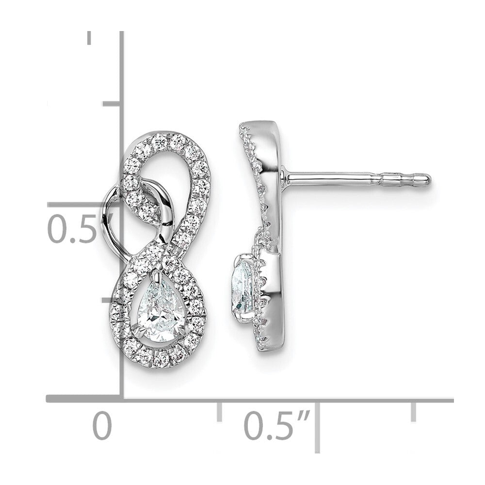 14K White Gold Polished Diamond Infinity Drop Drop & Dangle Earrings