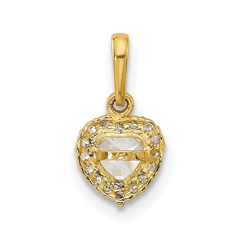 14k Yellow Gold CZ Halo Heart Pendant