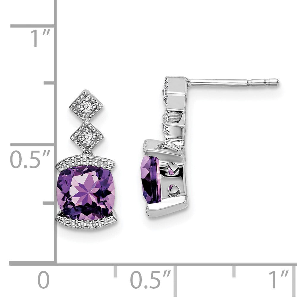 14k White Gold Amethyst and Diamond Drop & Dangle Earrings
