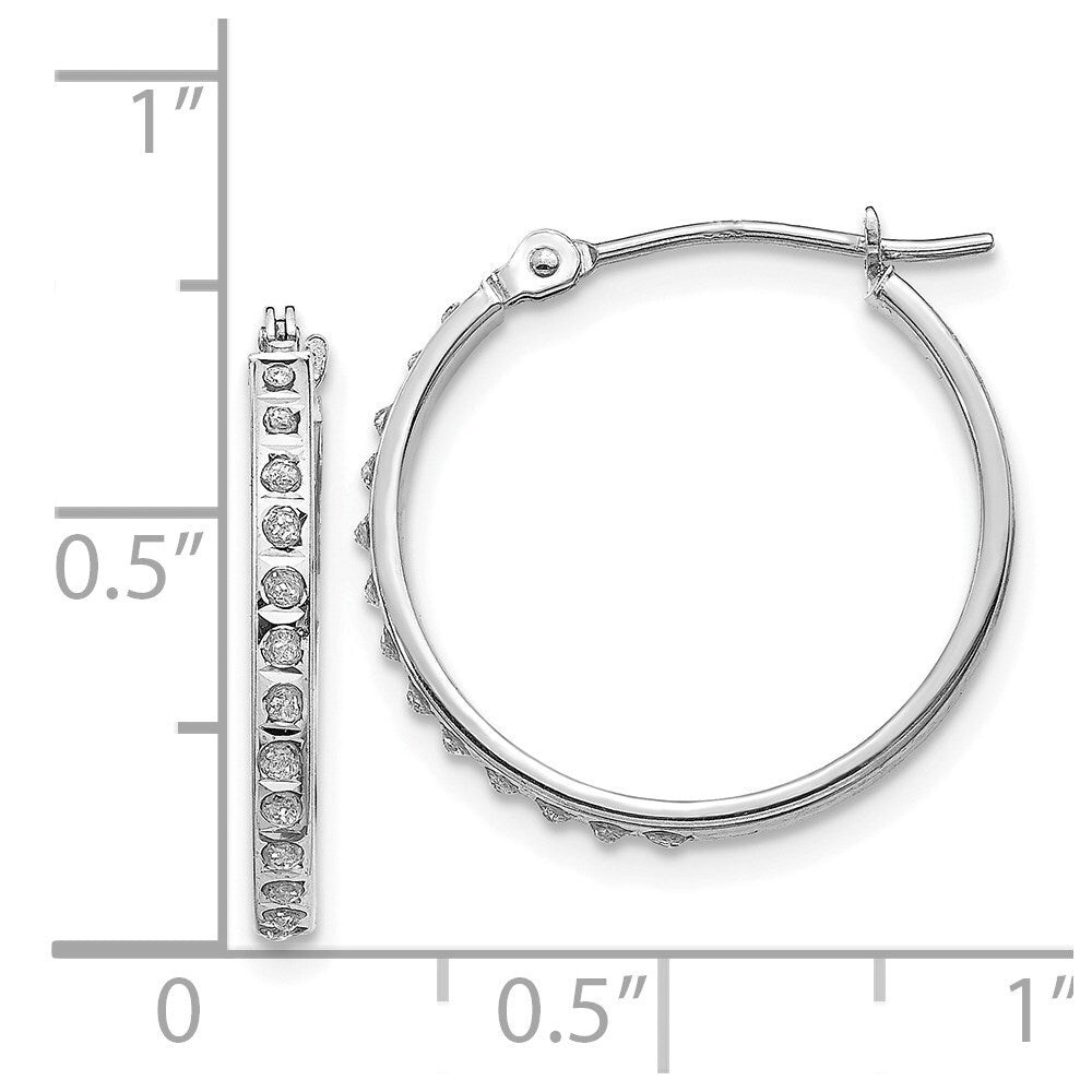 14k White Gold Diamond Fascination Round Hinged Hoop Earrings Gift for Women