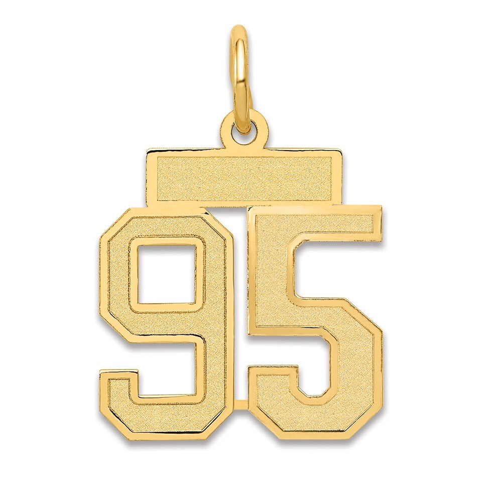14k Yellow Gold Small Satin Number 95 Charm Pendant for Women