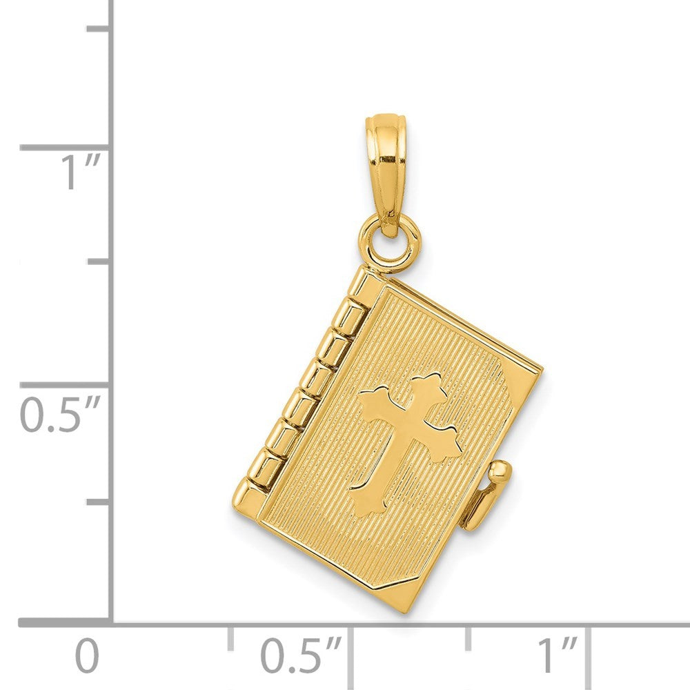 14k Yellow Gold 3D Lords Prayer Bible Pendant