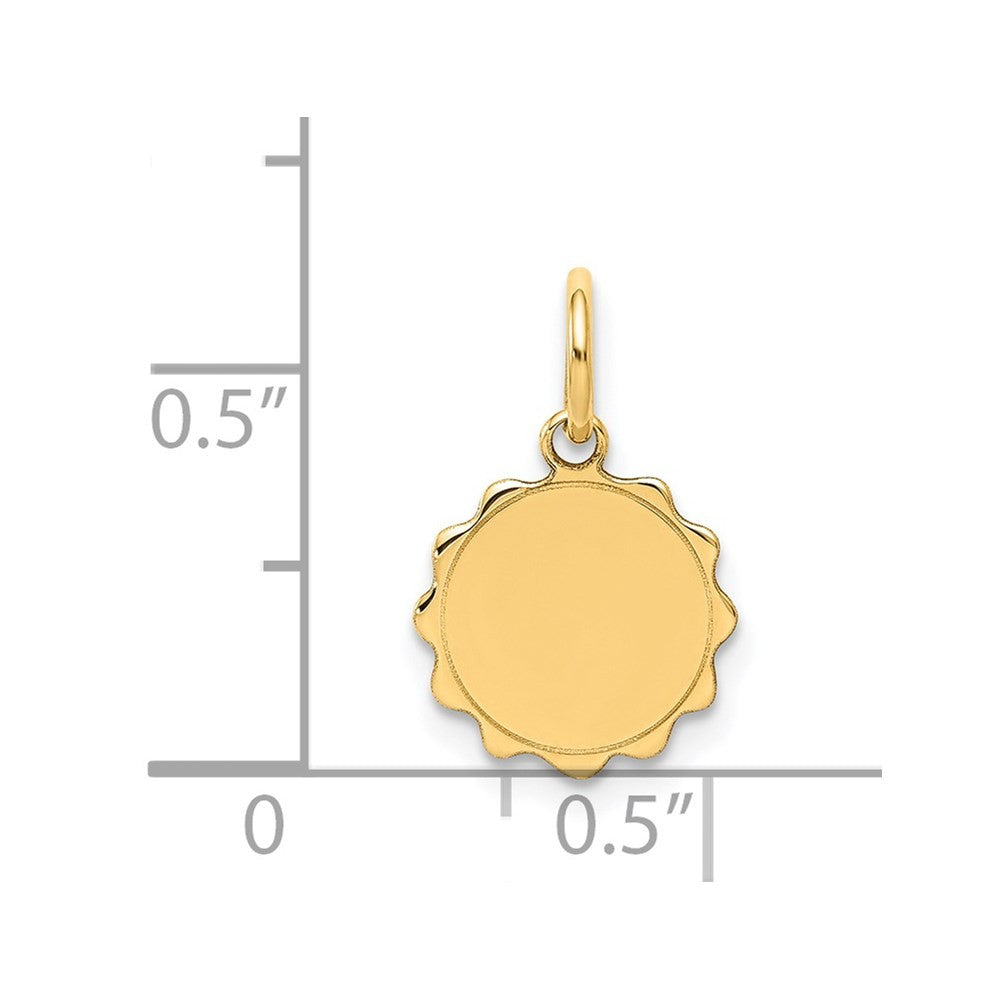 14k Yellow Gold .013 Gauge Engravable Scalloped Disc Charm Pendant