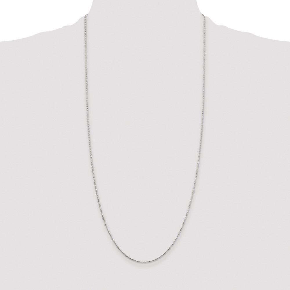 Sterling Silver Rhodium-plated 1.25mm Diamond-cut Round Spiga Chain