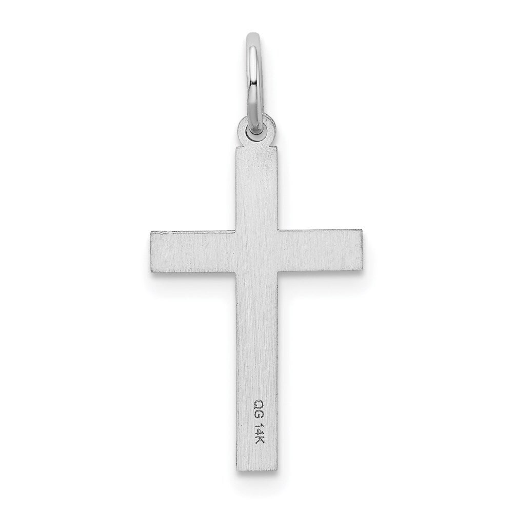 14k White Gold Laser Designed Cross Charm Pendant for Women
