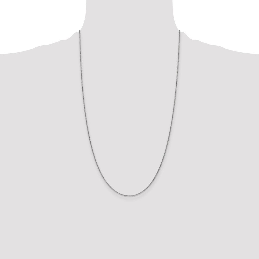 14K White Gold 26 inch 1mm Round Open Link Cable with Lobster Clasp Chain
