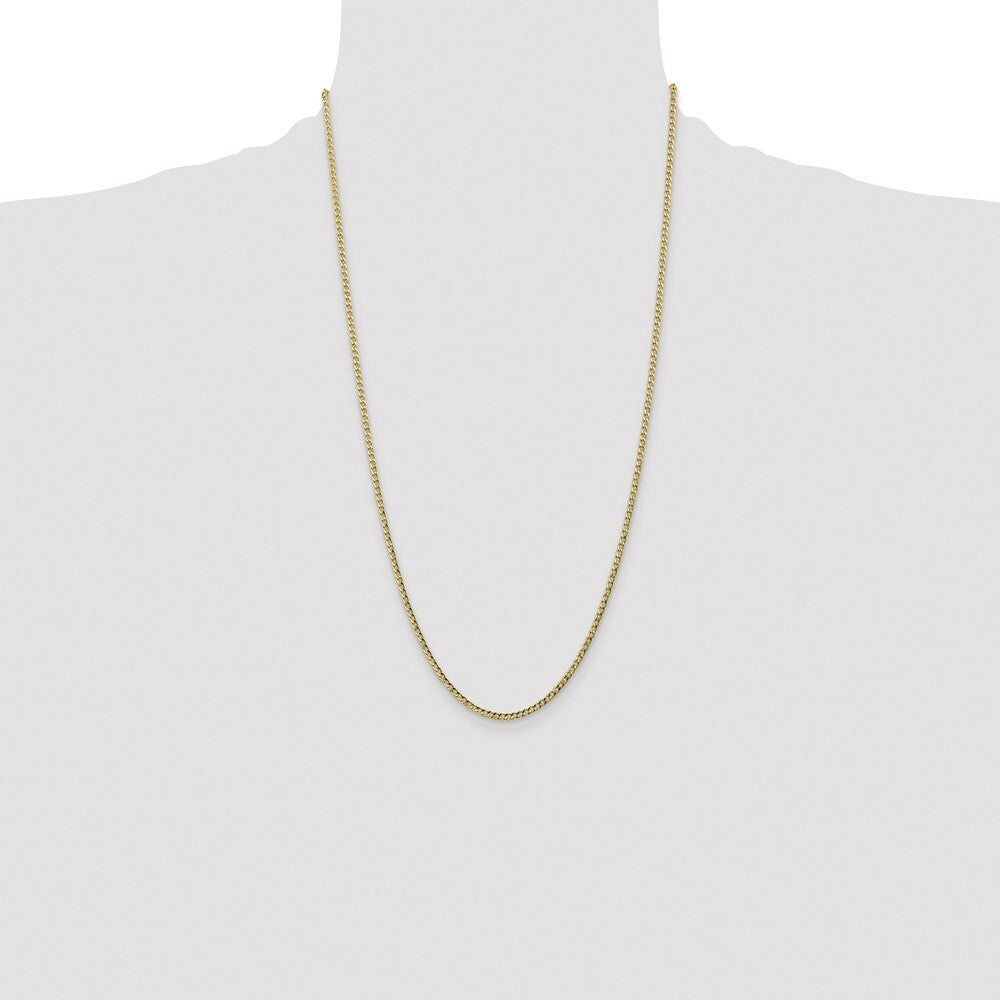 14k Yellow Gold 26 inch 2.5mm Semi-Solid Curb with Lobster Clasp Chain