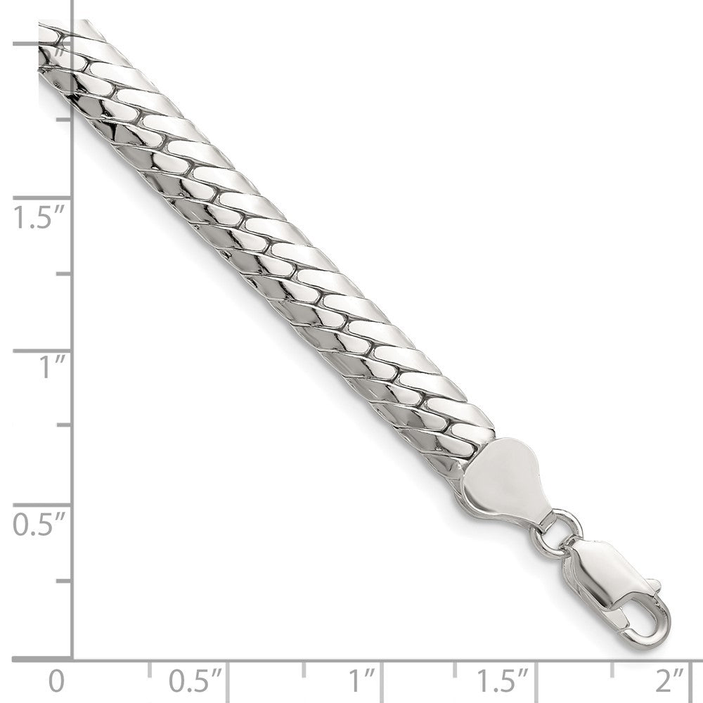 Sterling Silver Polished 6.25mm Double Oval Flat Chain Bracelet