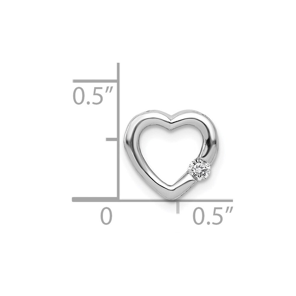 14k White Gold 1/20ct. Diamond Heart Chain Slide Pendant for Women