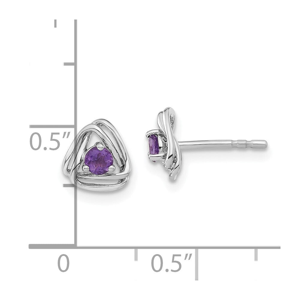 14k White Gold Amethyst Stud Earrings Gift for Women