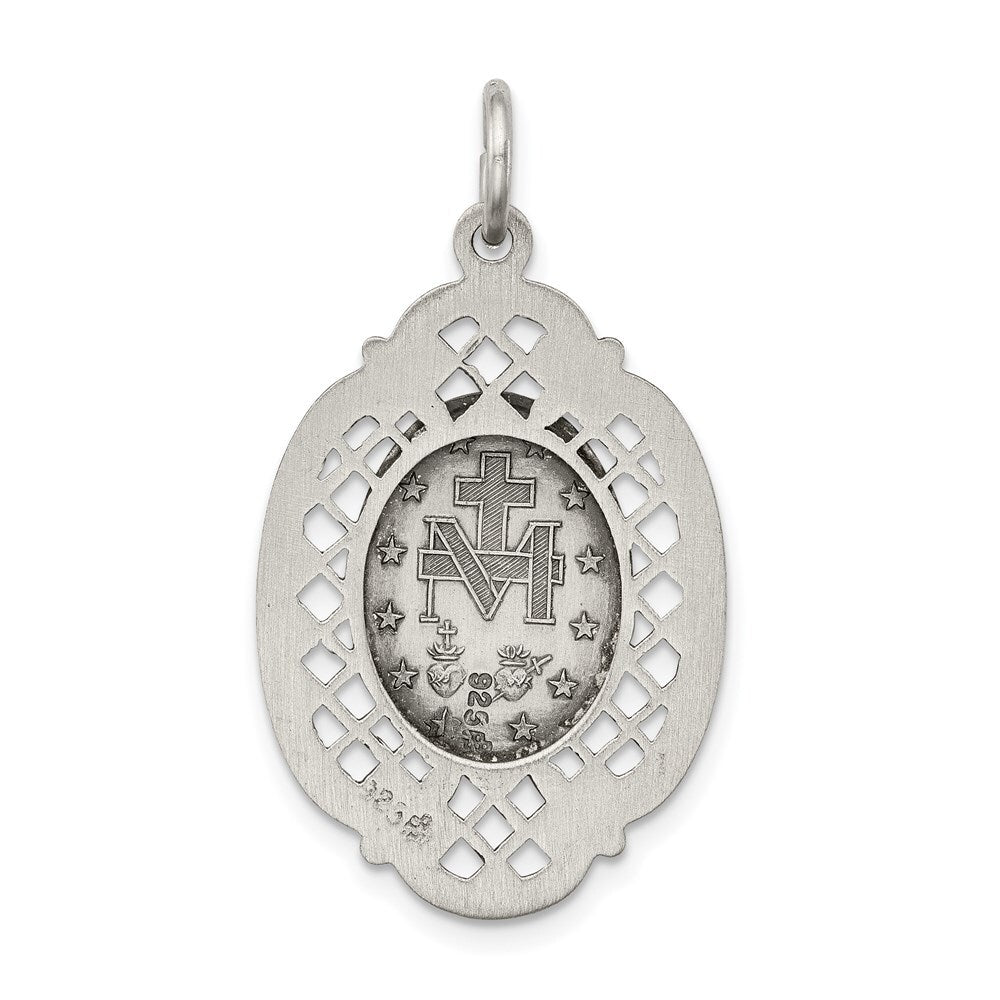 Sterling Silver Antiqued Miraculous Medal Pendant Holiday Gift for Women