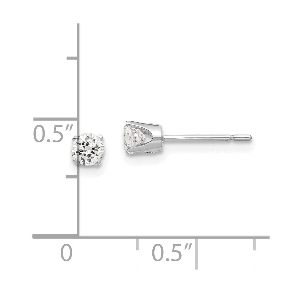 14k White Gold 3.5mm Cubic Zirconia Stud Earrings Gift for Women