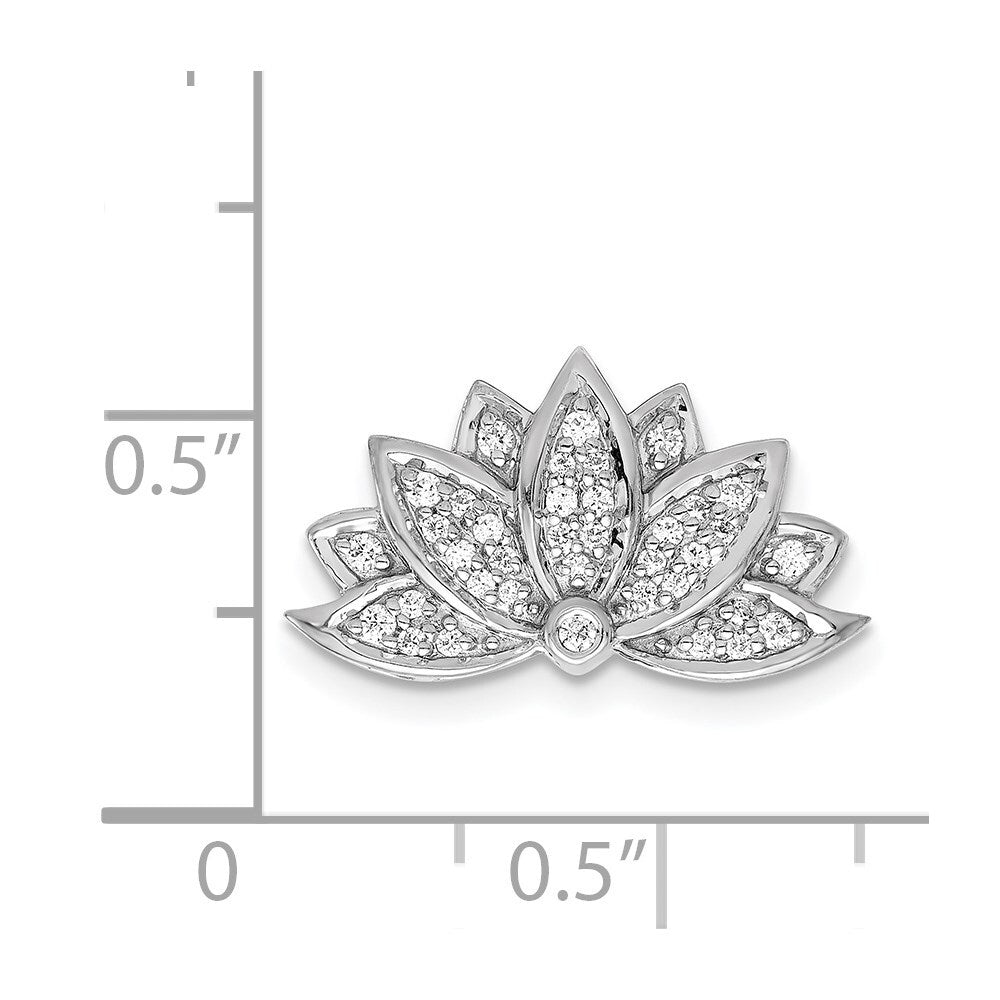 14k White Gold 1/5ct. Diamond Lotus Flower Chain Slide Pendant for Women