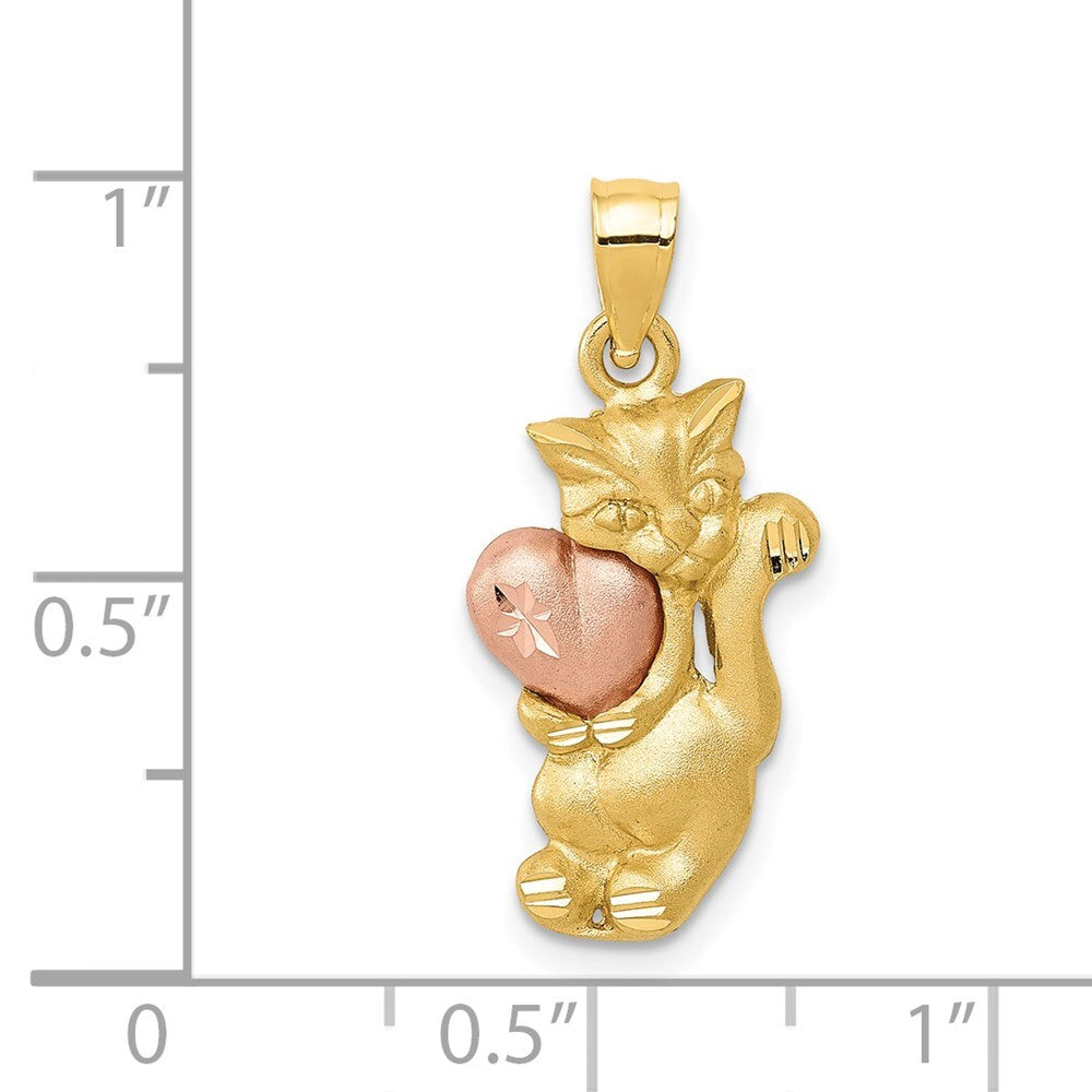 14k Two-tone Gold Cat Charm Pendant for Women