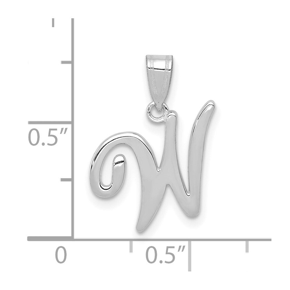 14k White Gold Script Letter W Initial Pendant for Women