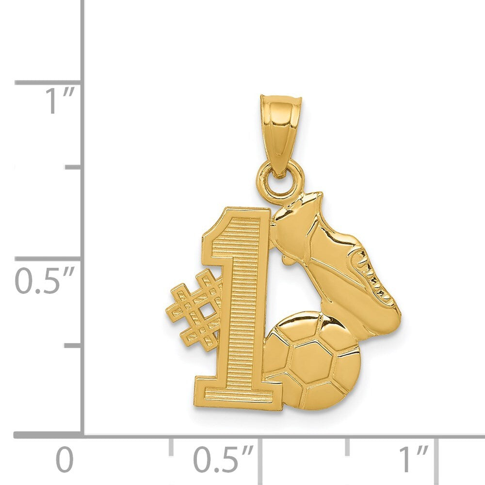 14k Yellow Gold #1 Soccer Ball With Cleats Pendant for Women