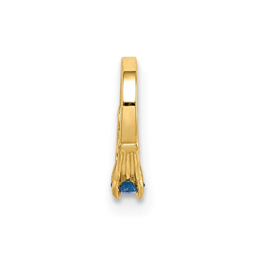 14k Yellow Gold 3D Ring with Dark Blue Glass Stone Charm Pendant for Women