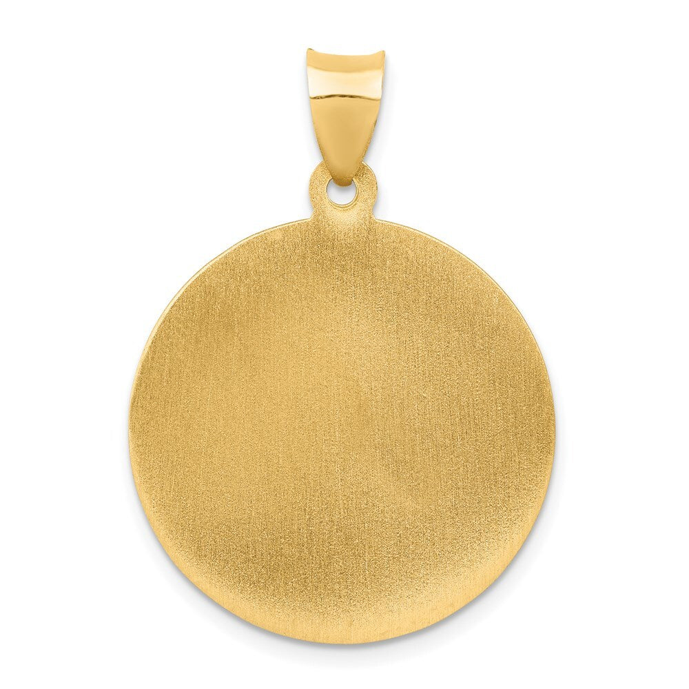 14k Yellow Gold Saint Michael Medal Hollow Pendant