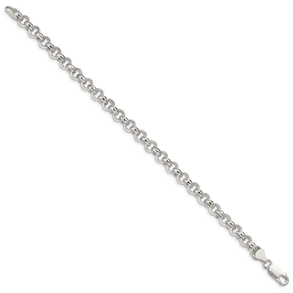 Sterling Silver 6.5mm Semi-solid Rolo Chain Bracelet
