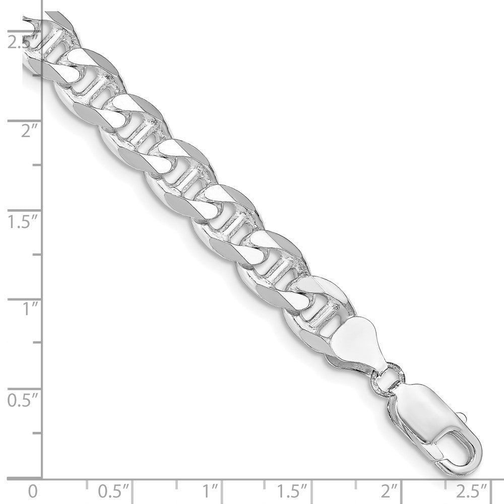 Sterling Silver Rhodium-plated 8.25mm Diamond-Cut Anchor Curb Chain Bracelet