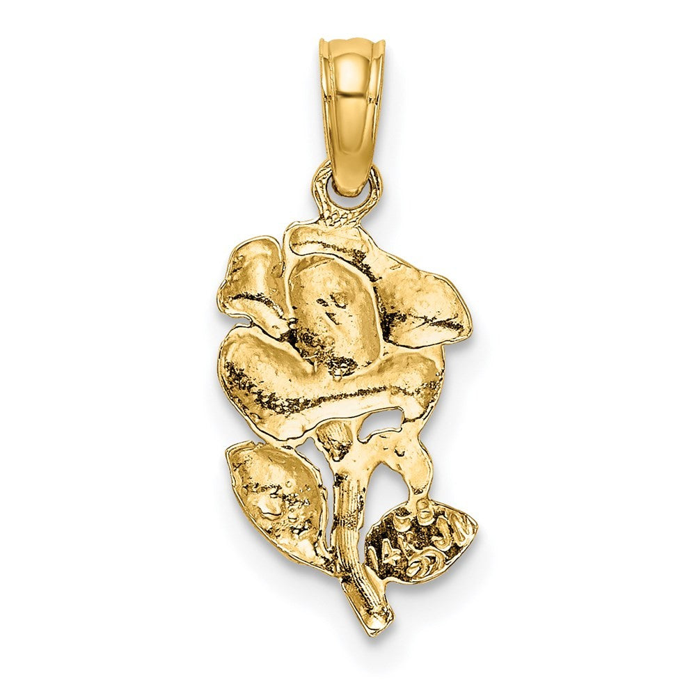 14k Yellow Gold Polished Rose Charm