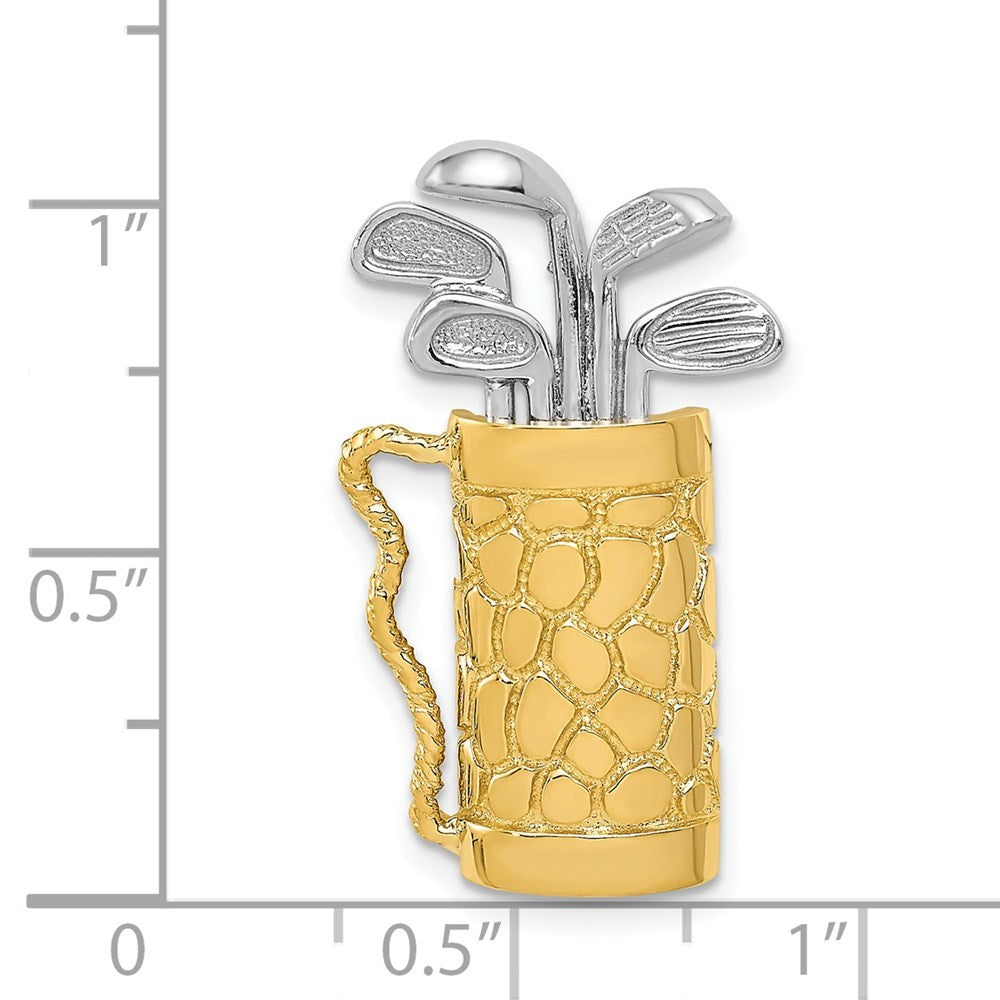 14k Two-Tone Gold Golf Bag with Clubs Pendant