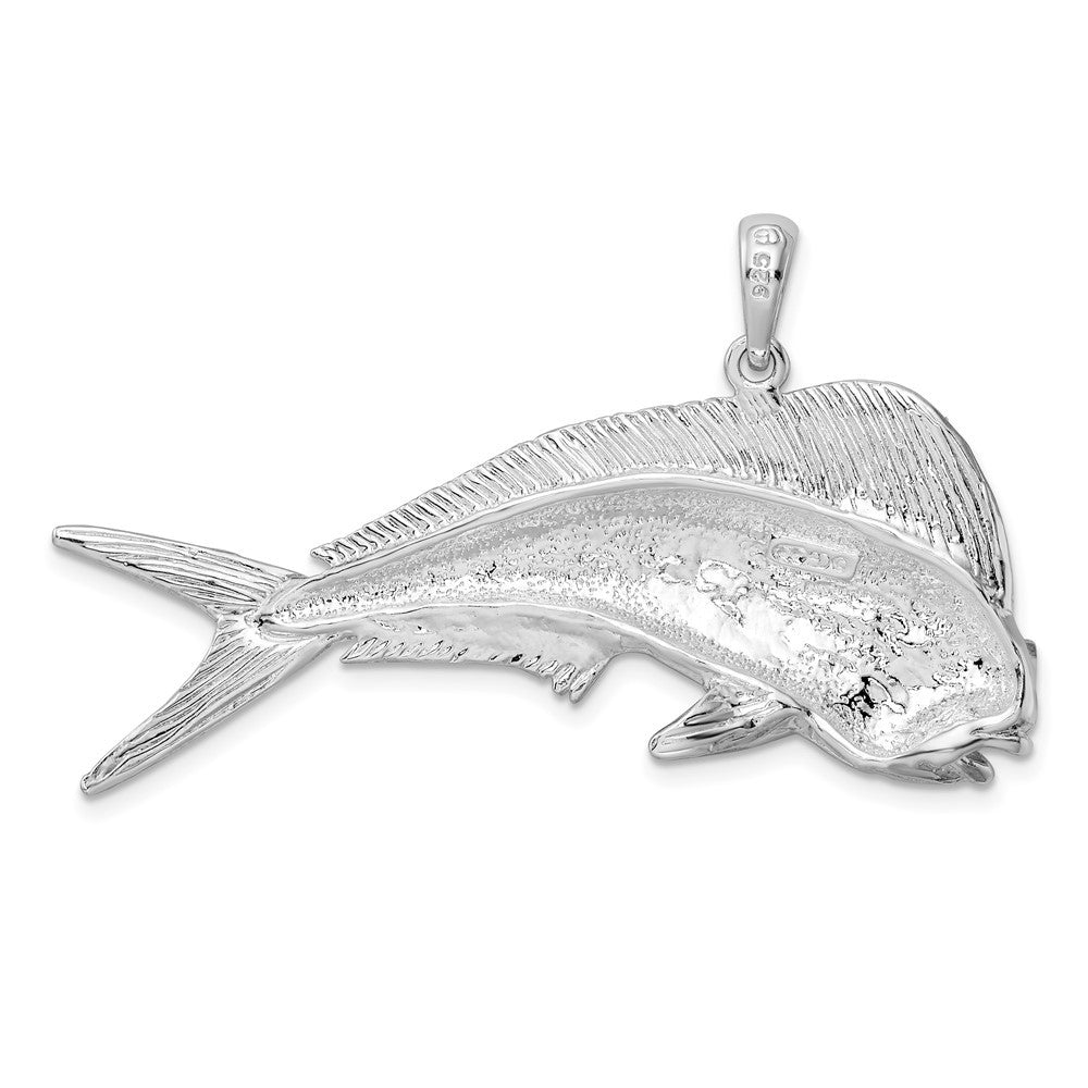 Sterling Silver Rhodium-Plated Polished Mahi-Mahi Fish Pendant