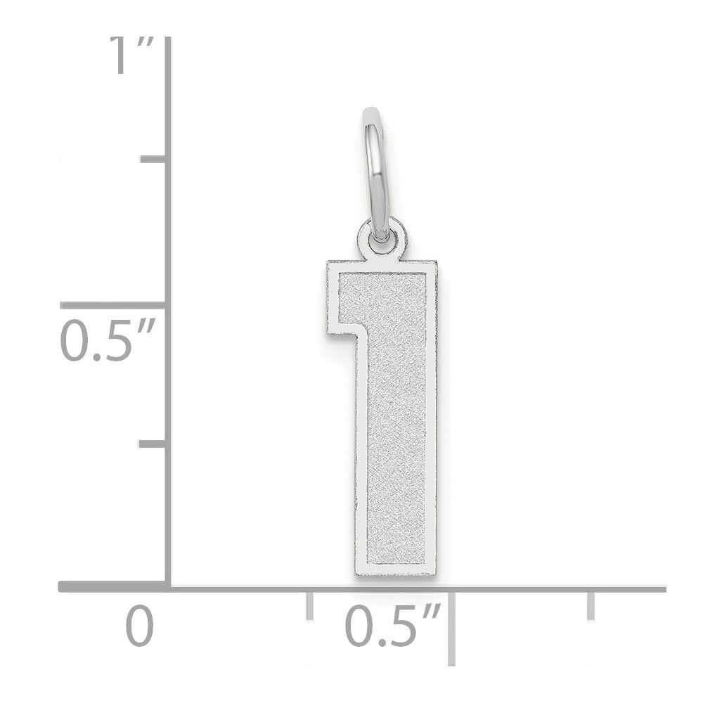 14K White Medium Satin Number 1 Charm