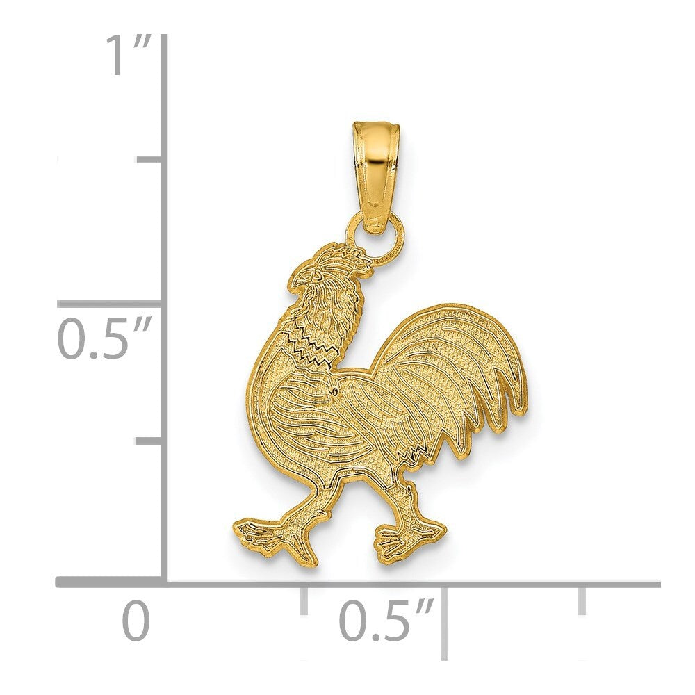 14k Yellow Gold Rooster Pendant for Women