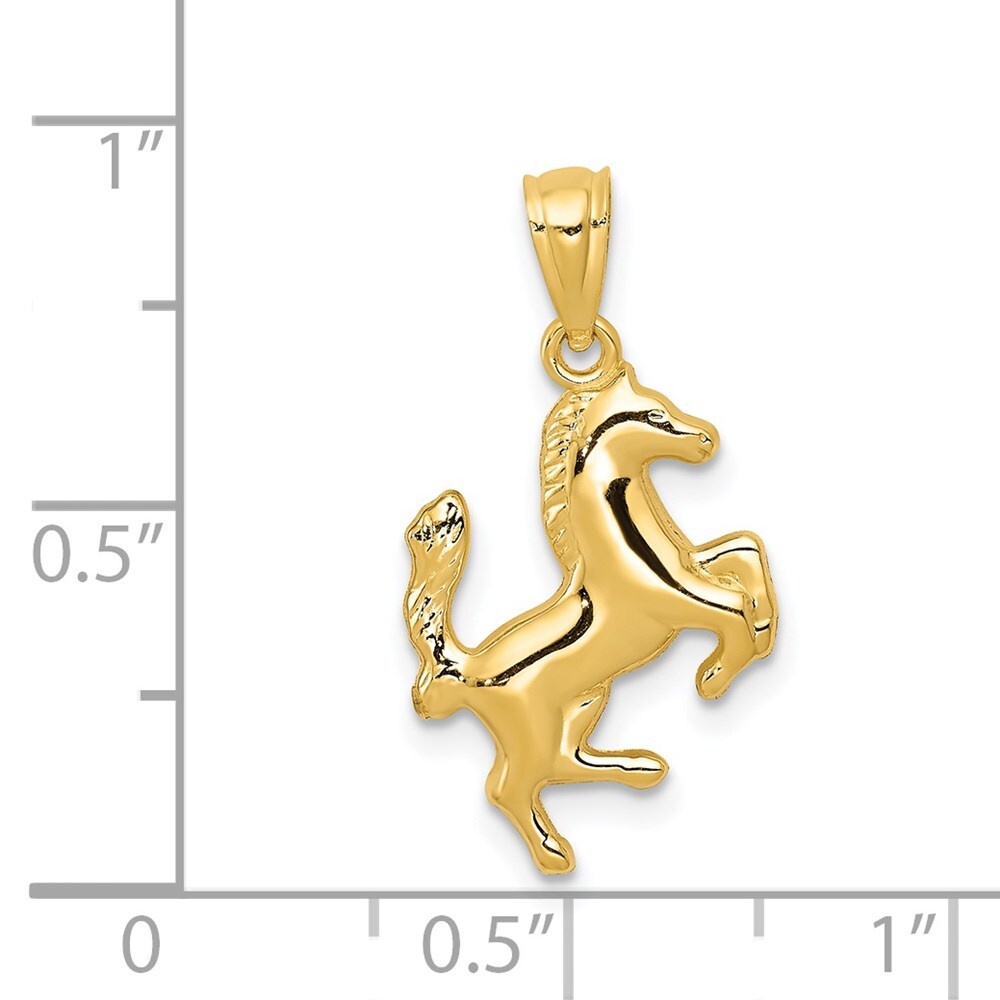 14k Yellow Gold Trotting Horse Pendant for Women