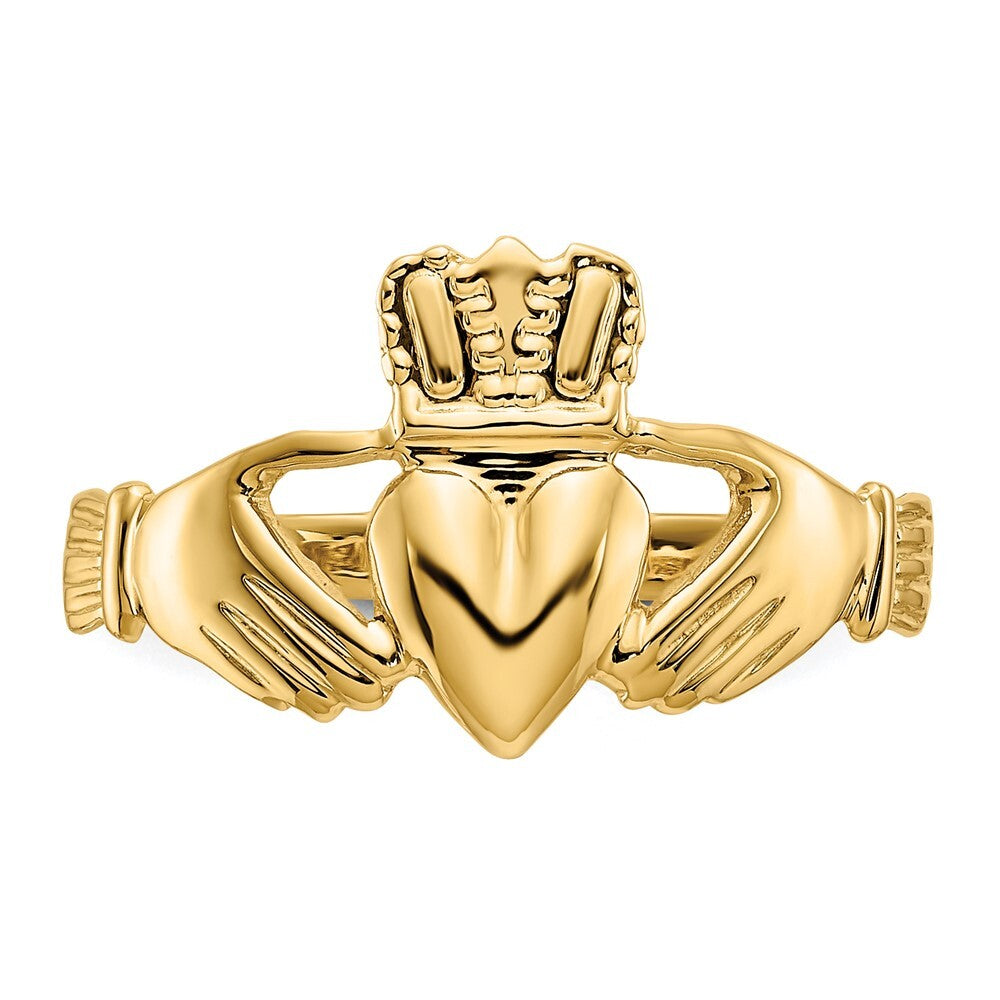 14K Yellow Gold Polished Claddagh Ring