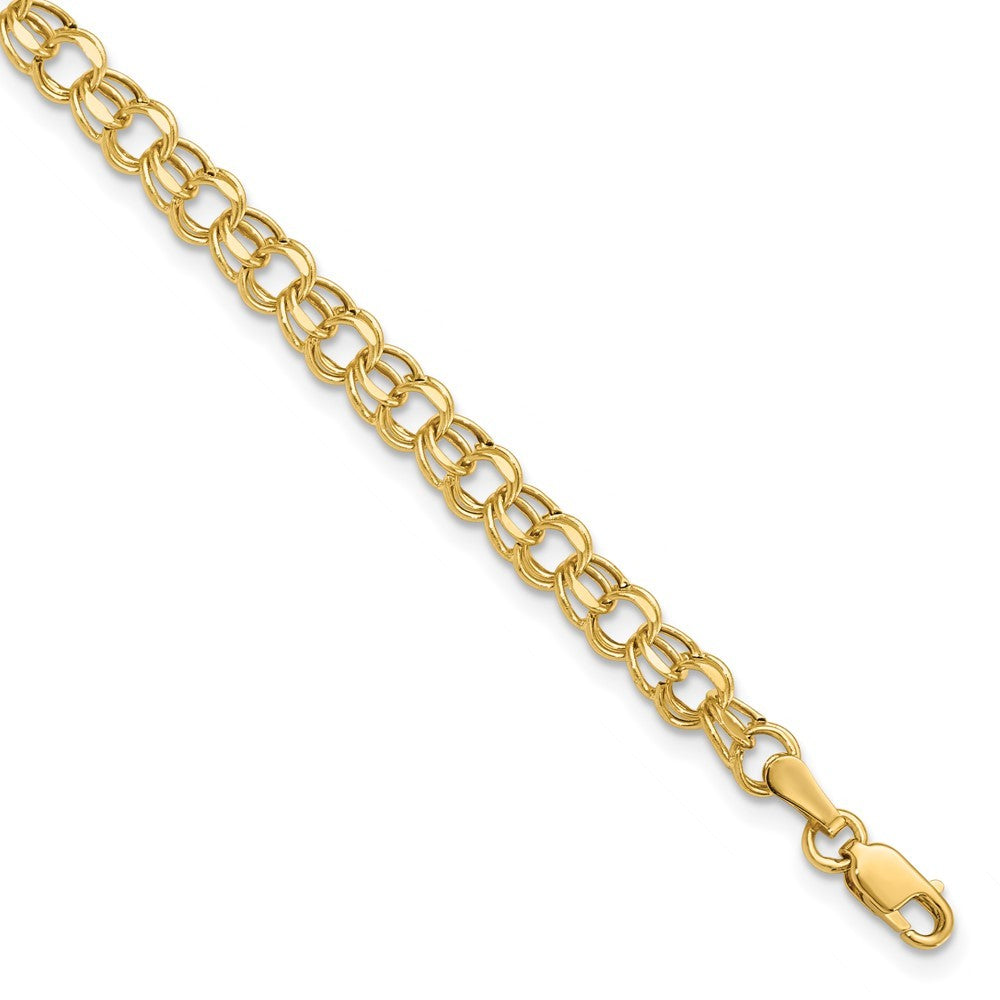 14k Yellow Gold 4.5mm Hollow Diamond-cut Double Link 6" Childs Charm Bracelet
