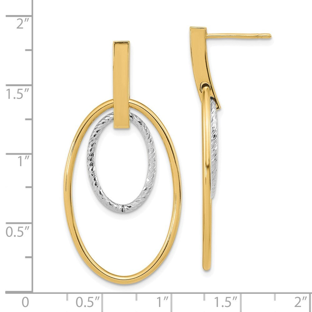 14k Two-tone Polished Diamond Cut Dangle Earrings