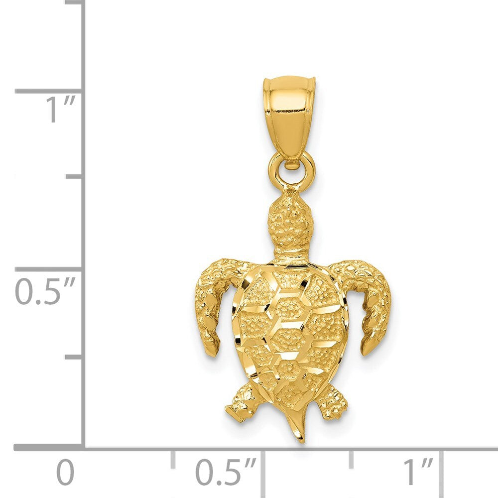 14k Yellow Gold Turtle Pendant for Women