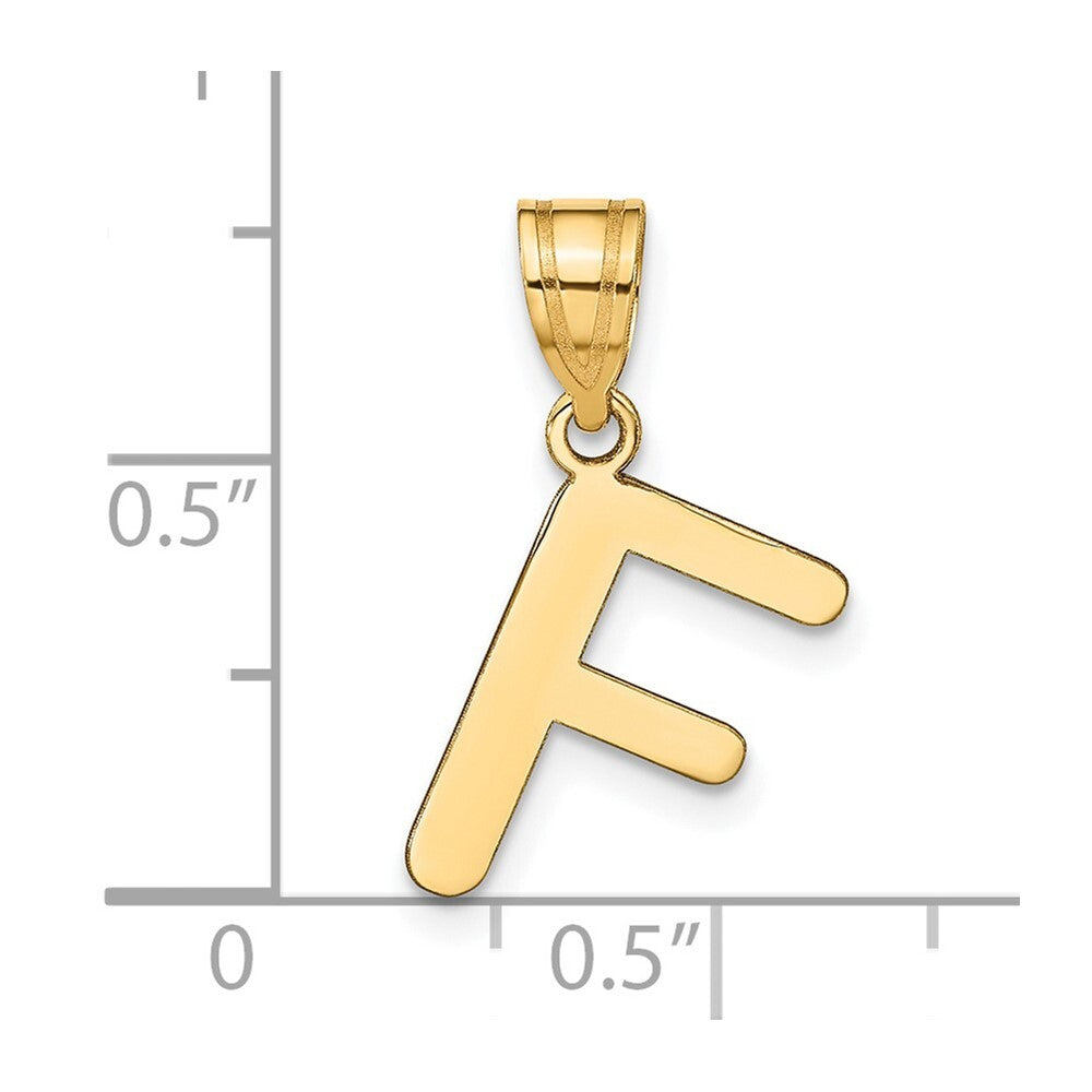 14k Yellow Gold Polished Bubble Letter F Initial Pendant for Women